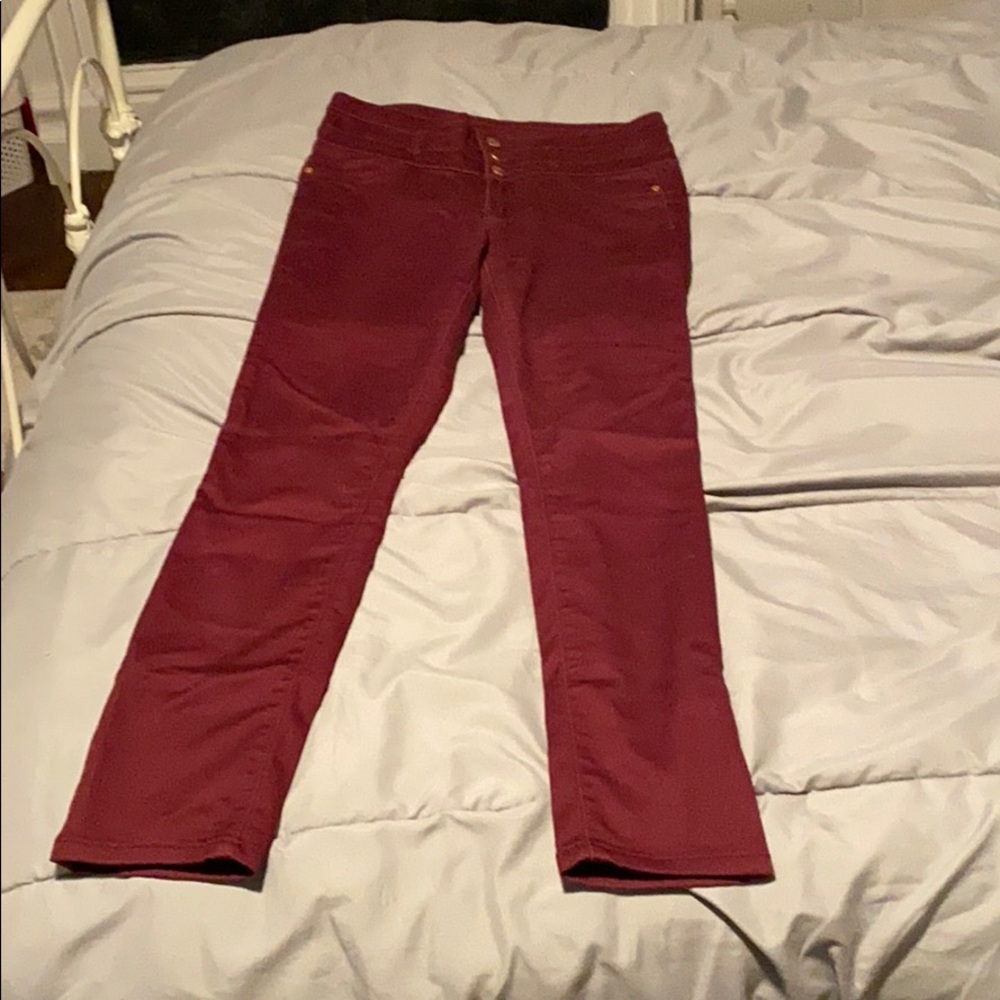 Refuge size 10 high waisted maroon jeans